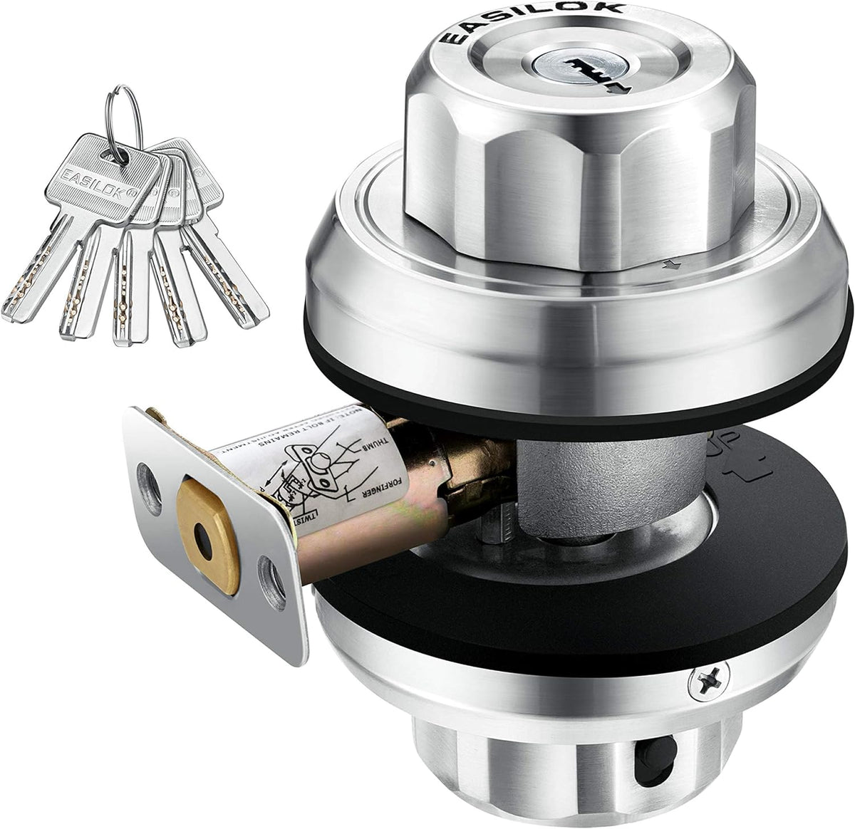 Keyless Twist to Lock Deadbolt Lock, 304 Stainless Steel Front Door Lock, Single Cylinder Deadbolt and Door Knob I233756