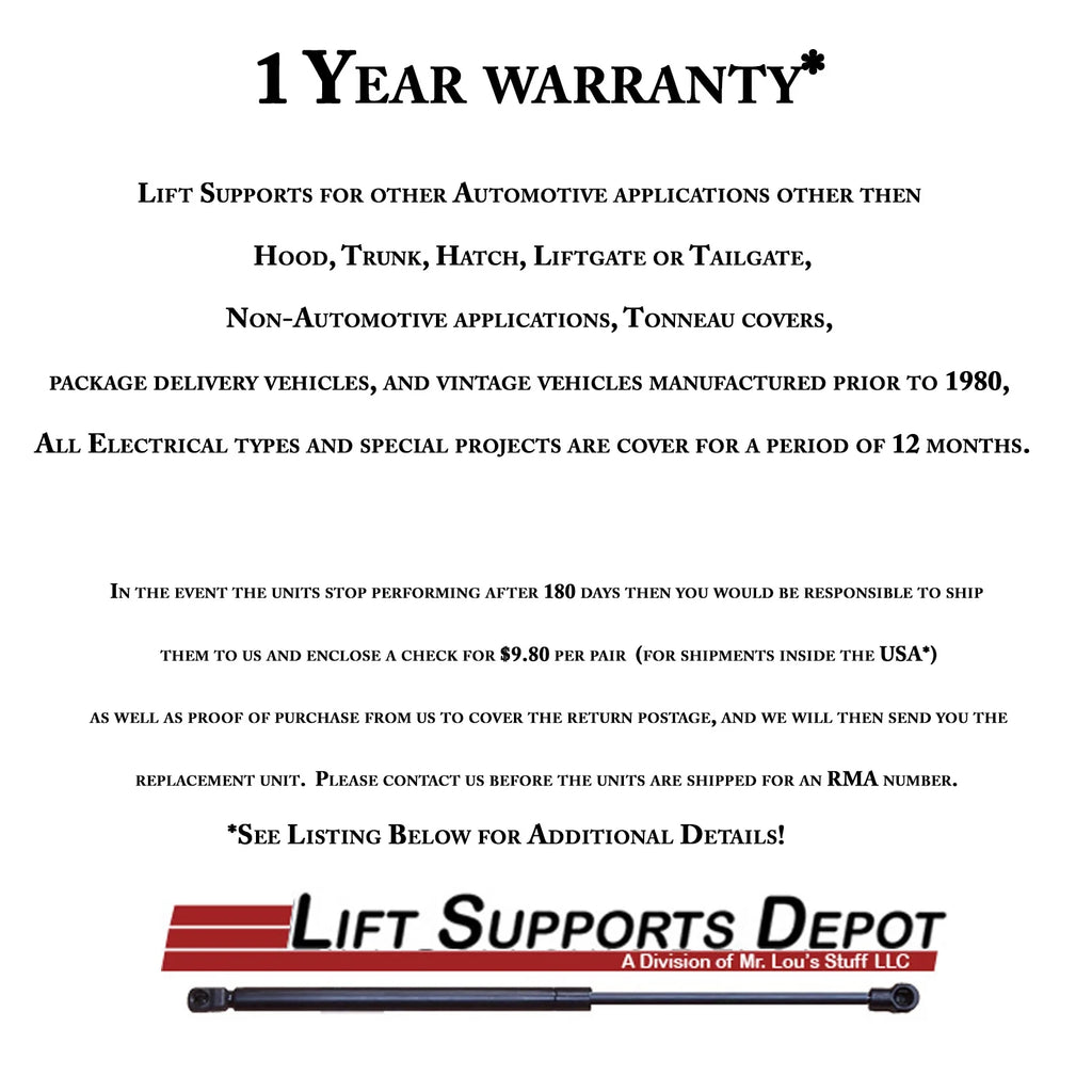 Qty (2) Camper Rear Window Tonneau Cover Universal Lift Support H43585