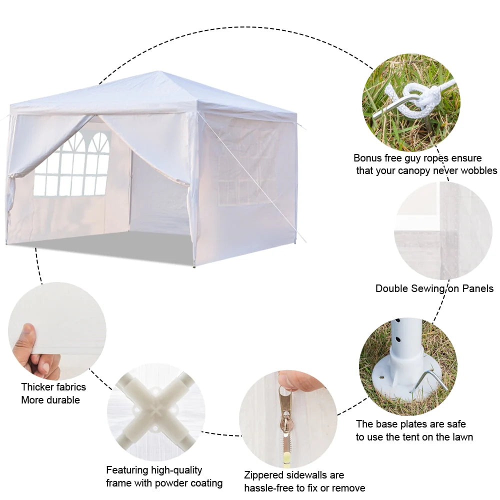 10' x 10' White 4 Sides Waterproof Tent K304