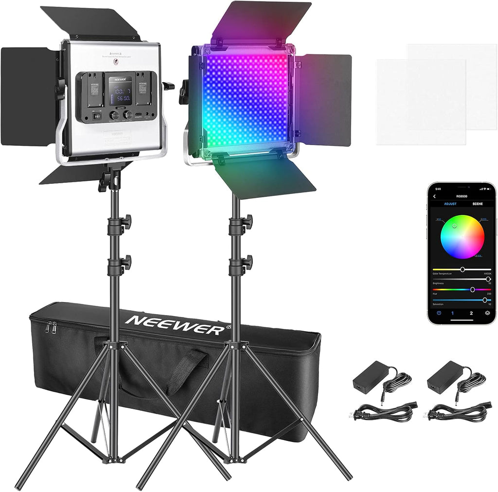 2 Packs RGB Led Light with Stands and Bag P850571