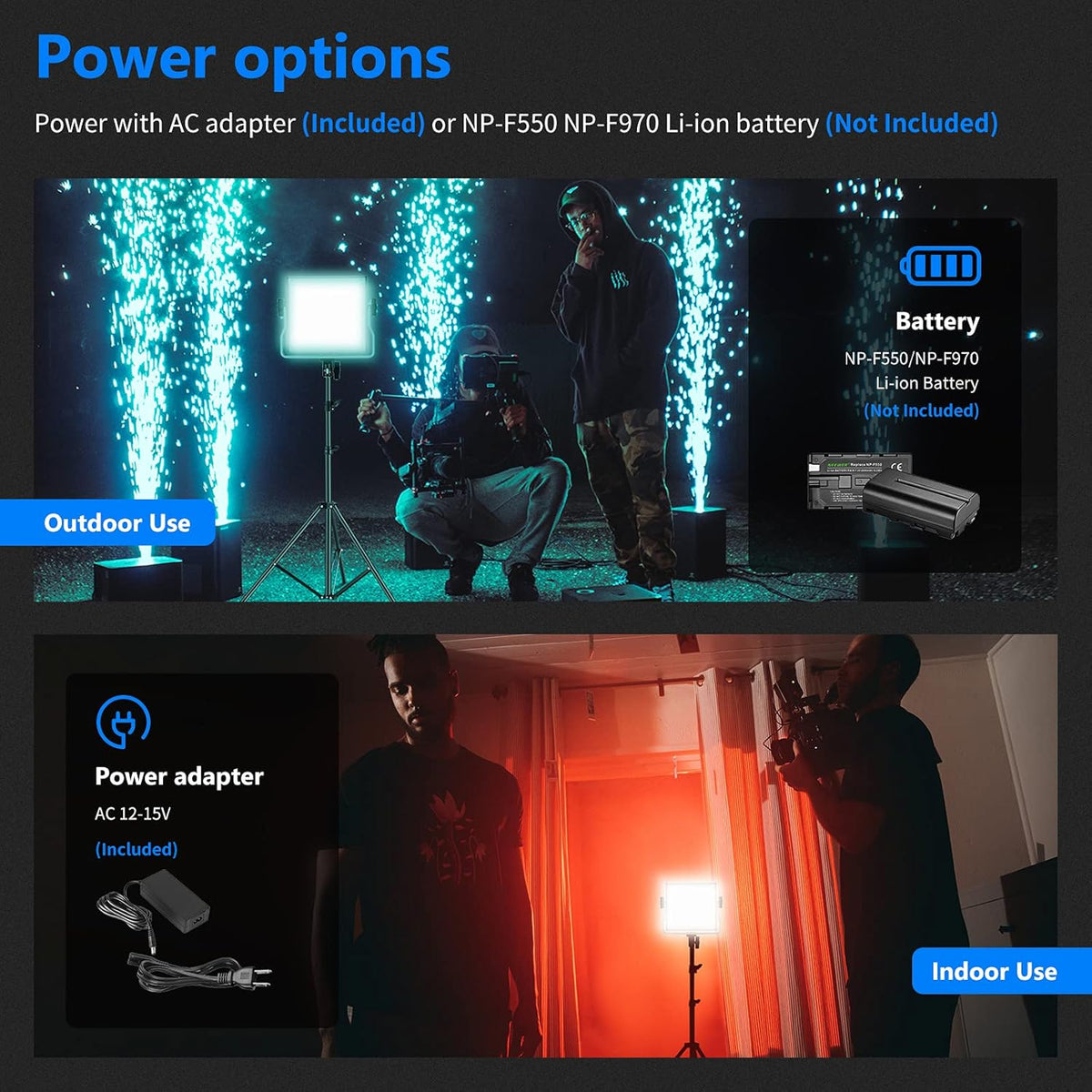 2 Packs RGB Led Light with Stands and Bag P850571