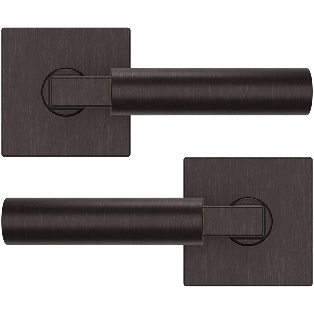 Satin Nickel Passage Door Lever Set with Square Rose H46419
