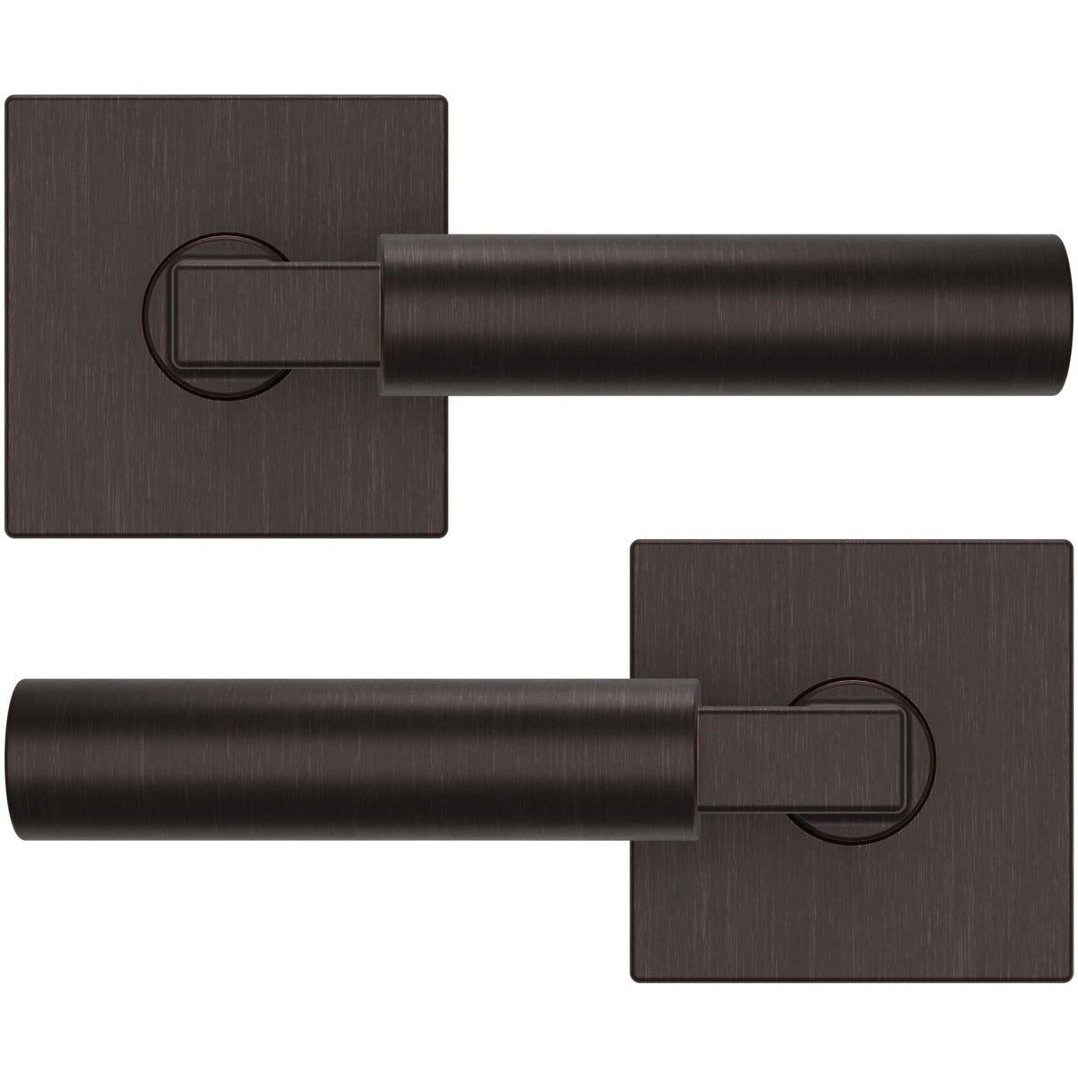 Satin Nickel Passage Door Lever Set with Square Rose H46419