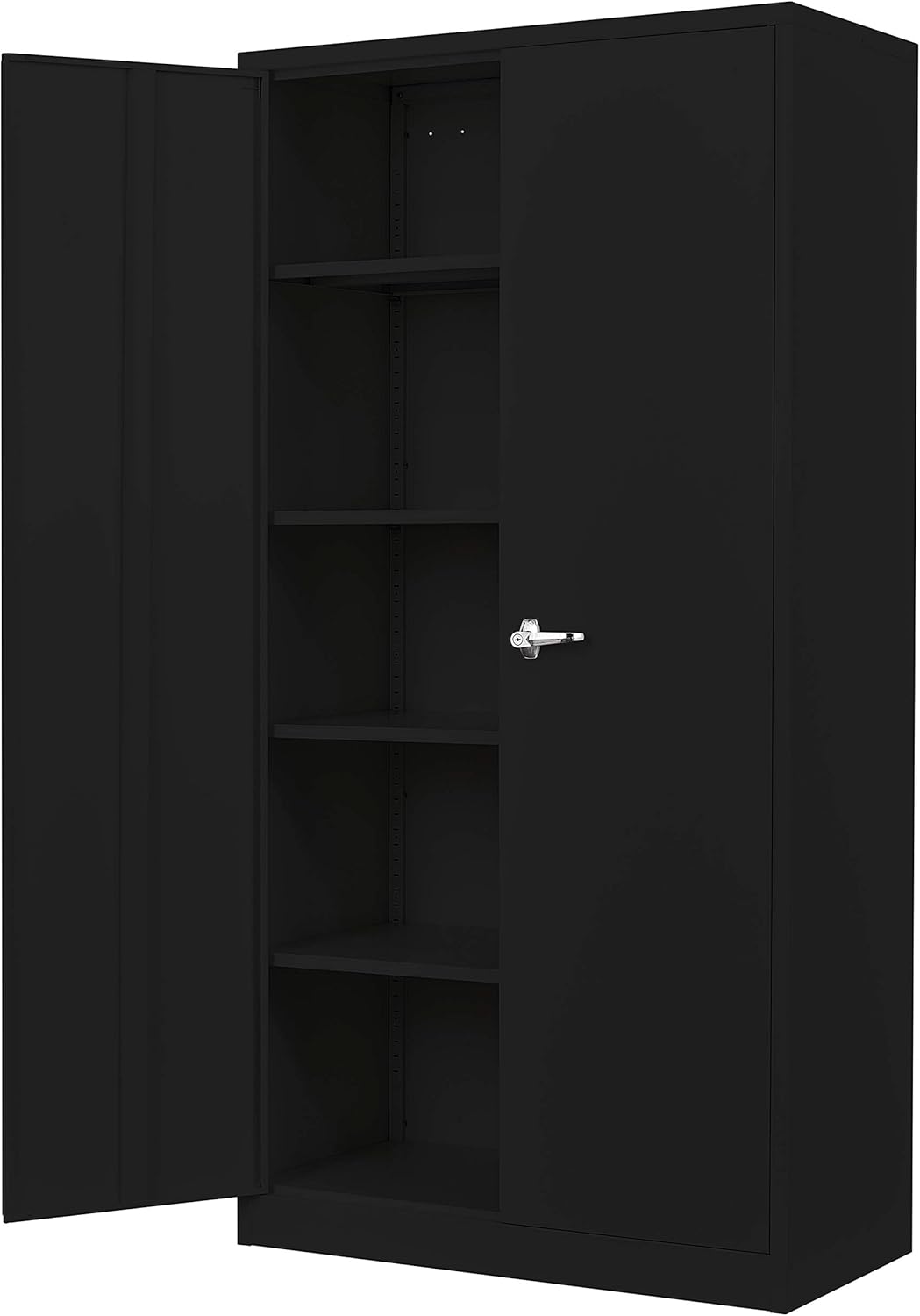 Metal Storage Cabinet with 4 Adjustable Shelves, 72 H, Black G211