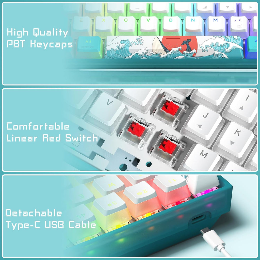 60% Wired Mechanical Gaming Keyboard with RGB and PBT Keycaps E770
