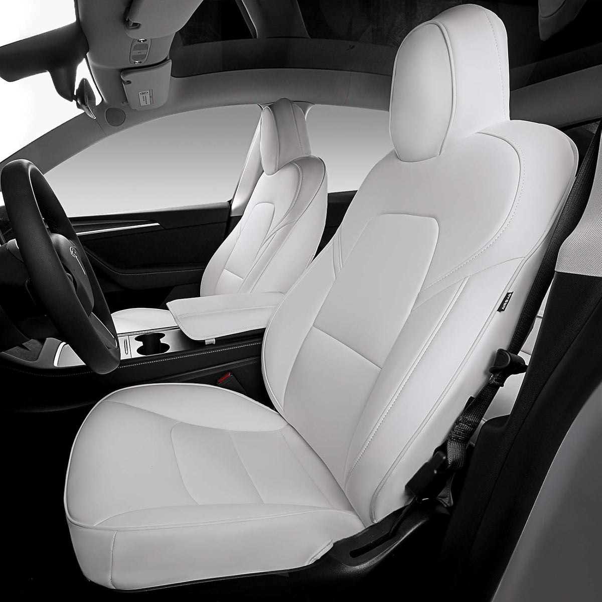 White Nappa Leather Seat Protector with Armrest Cover V76351