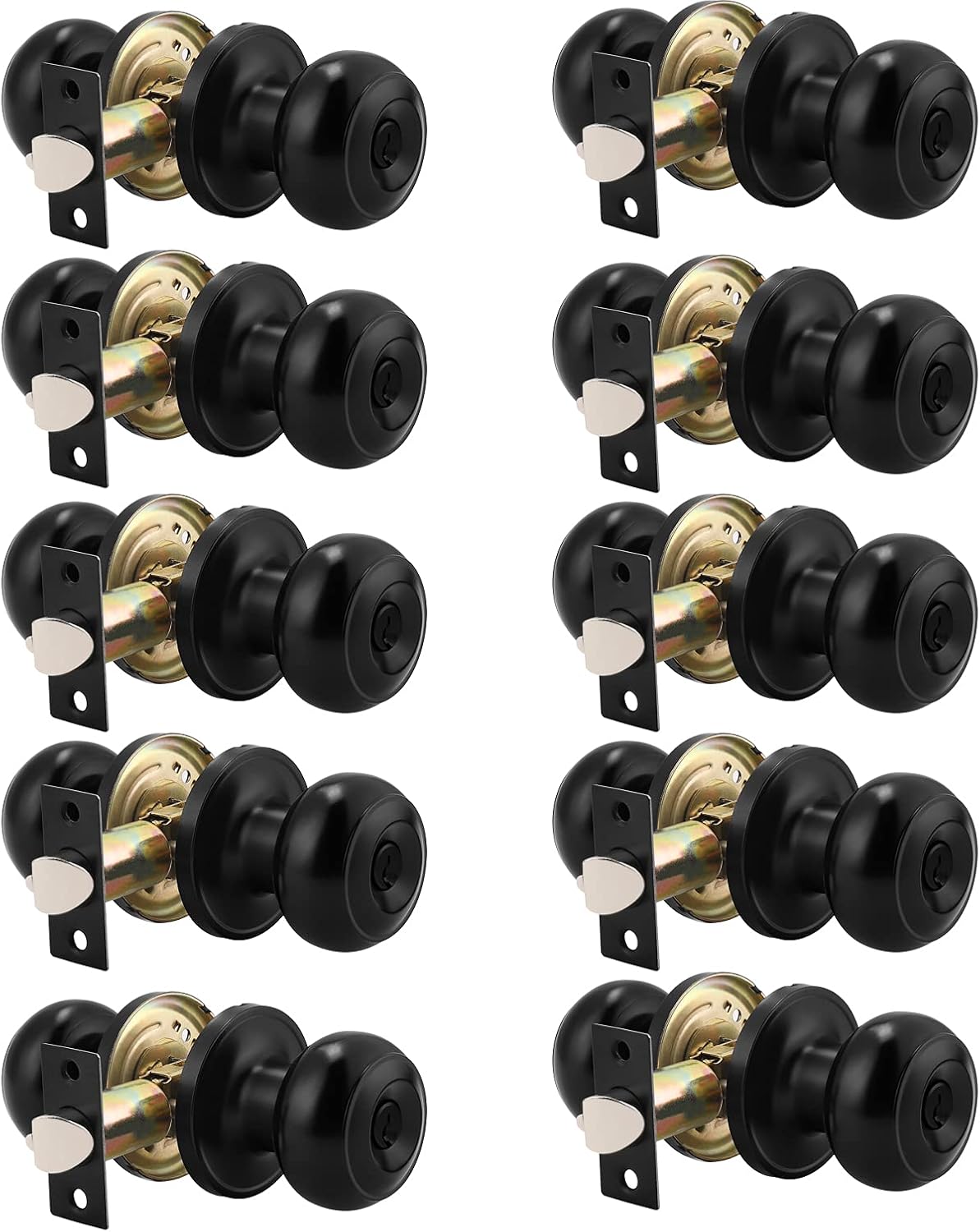 Black Round Passage Door Knob (3 Pack) F7025