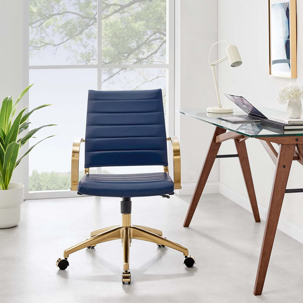 Navy Gold Faux Vinyl Leather Office Chair Z9590