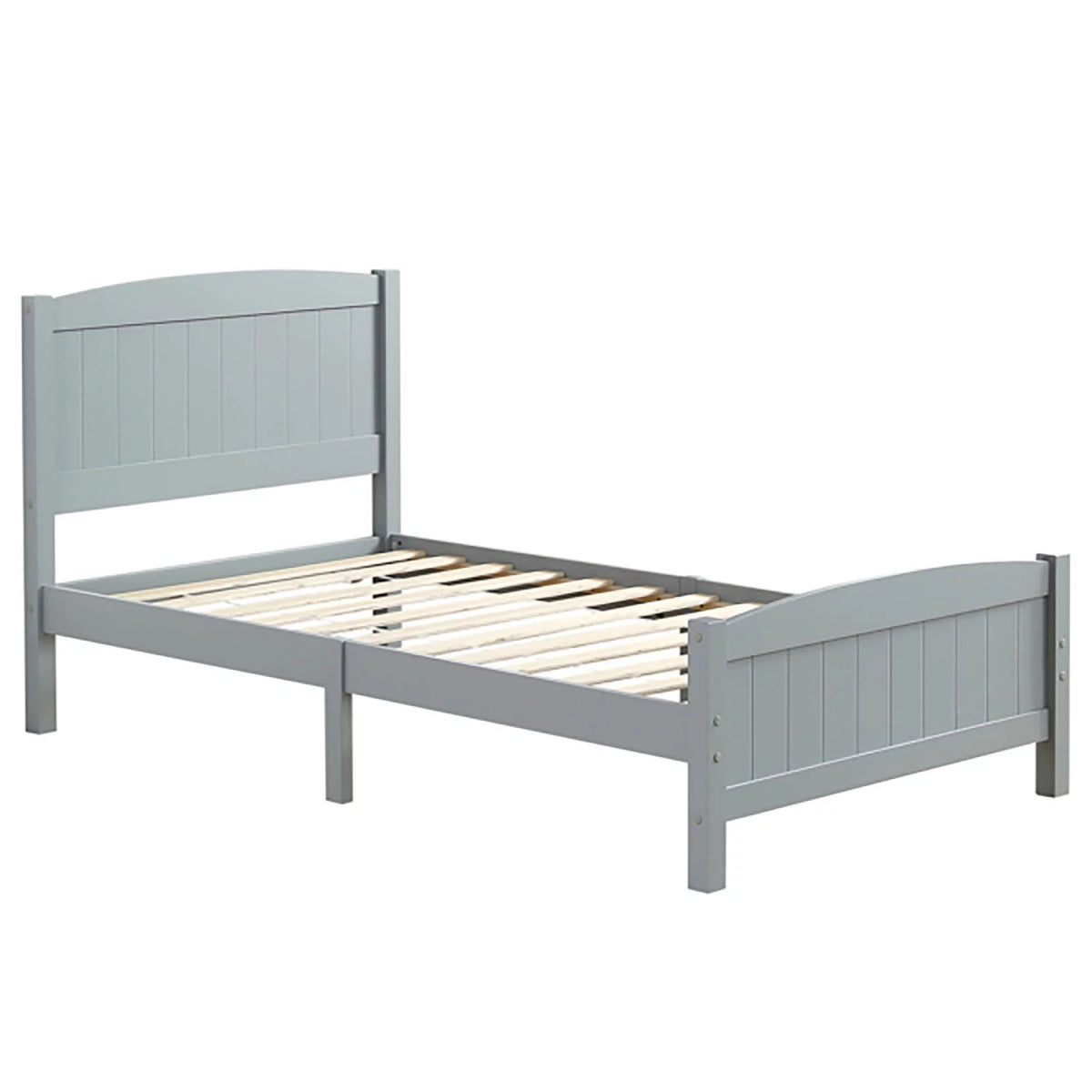 Grey Wooden Bed with Curved Bed Head N710
