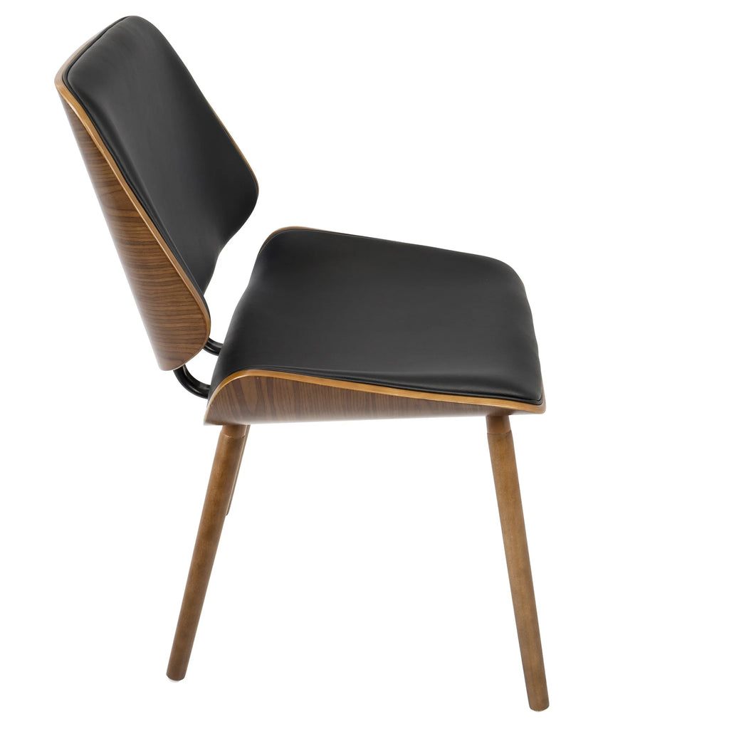 Walnut Black Faux Leather Dining/Accent Chair Set of 2 T18191