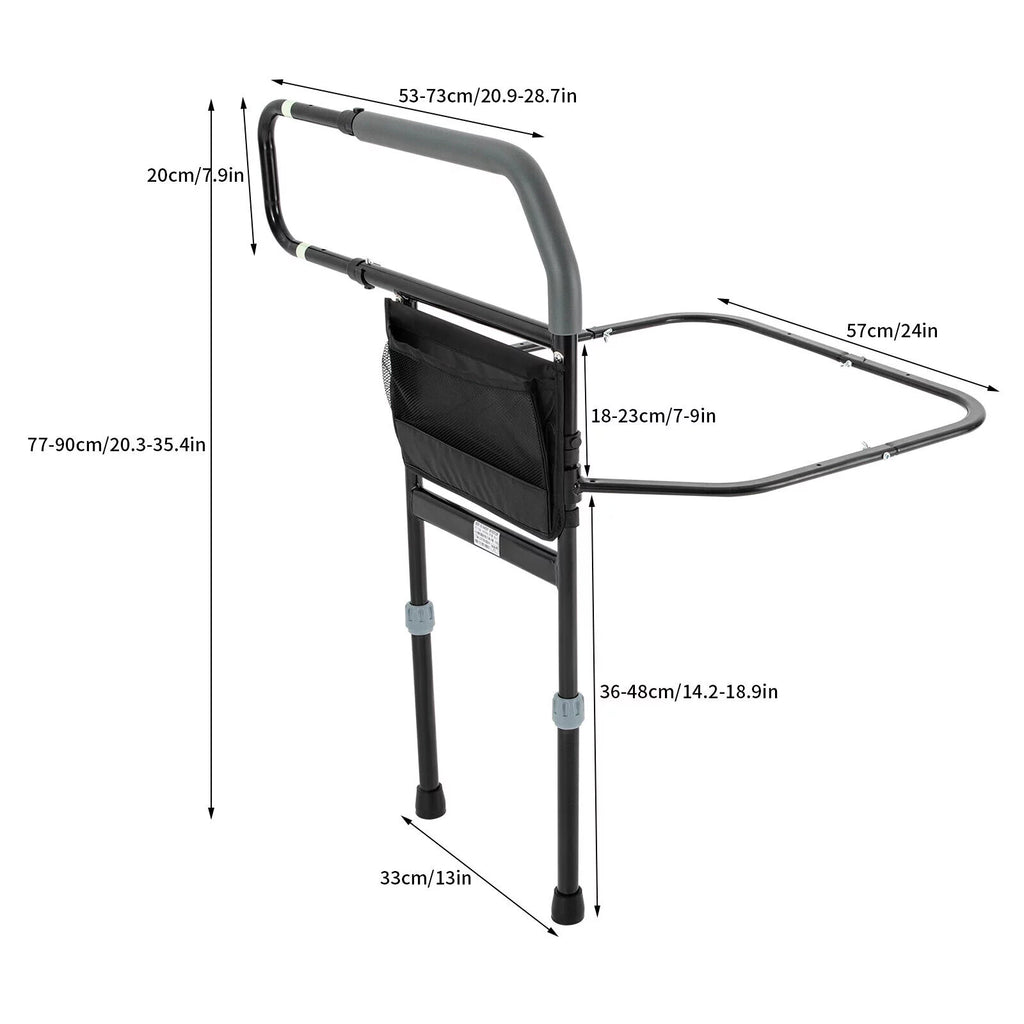 Black Adjustable Bed Side Rail with Storage Pocket J47754