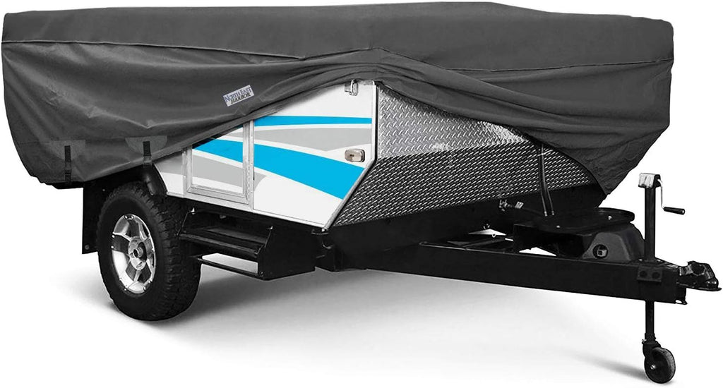 Waterproof Folding Camping Travel Trailer Storage Cover, 300D Polyester Fabric, Gray P68414