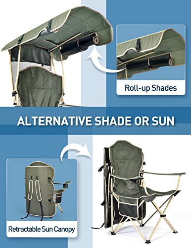 Folding Camping Chair with Canopy and Cup Holder U5776