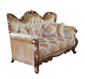 Brown & Gold Wood Trim Loveseat O882