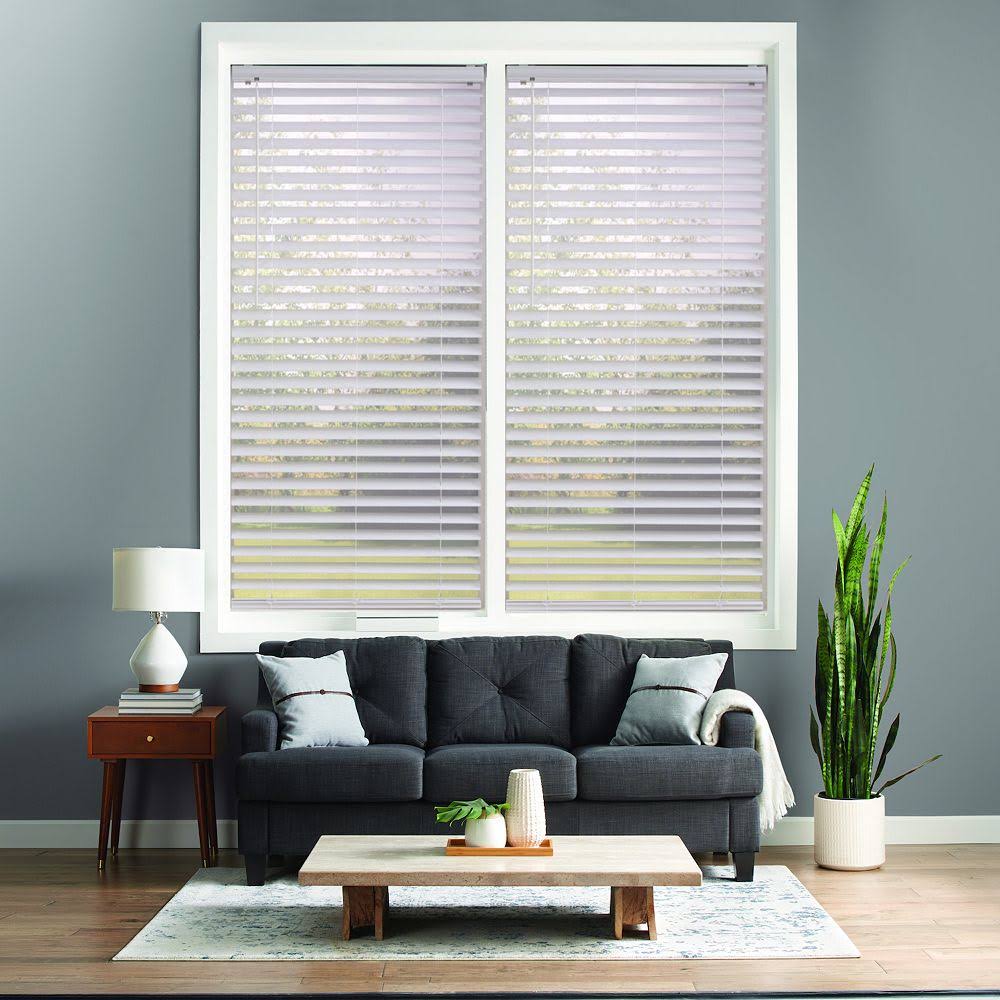 White Cordless Venetian Vinyl Blinds M776676