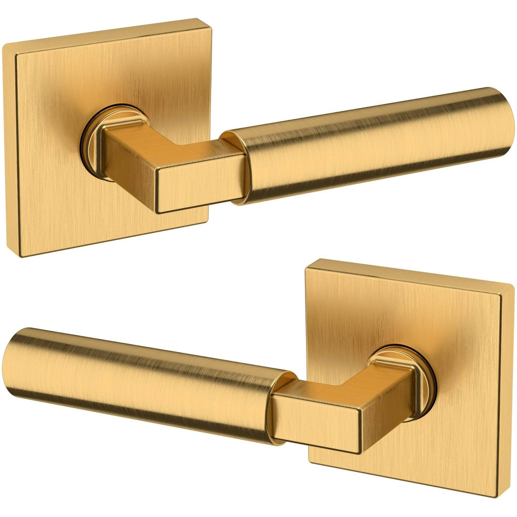 Satin Nickel Passage Door Lever Set with Square Rose H46419