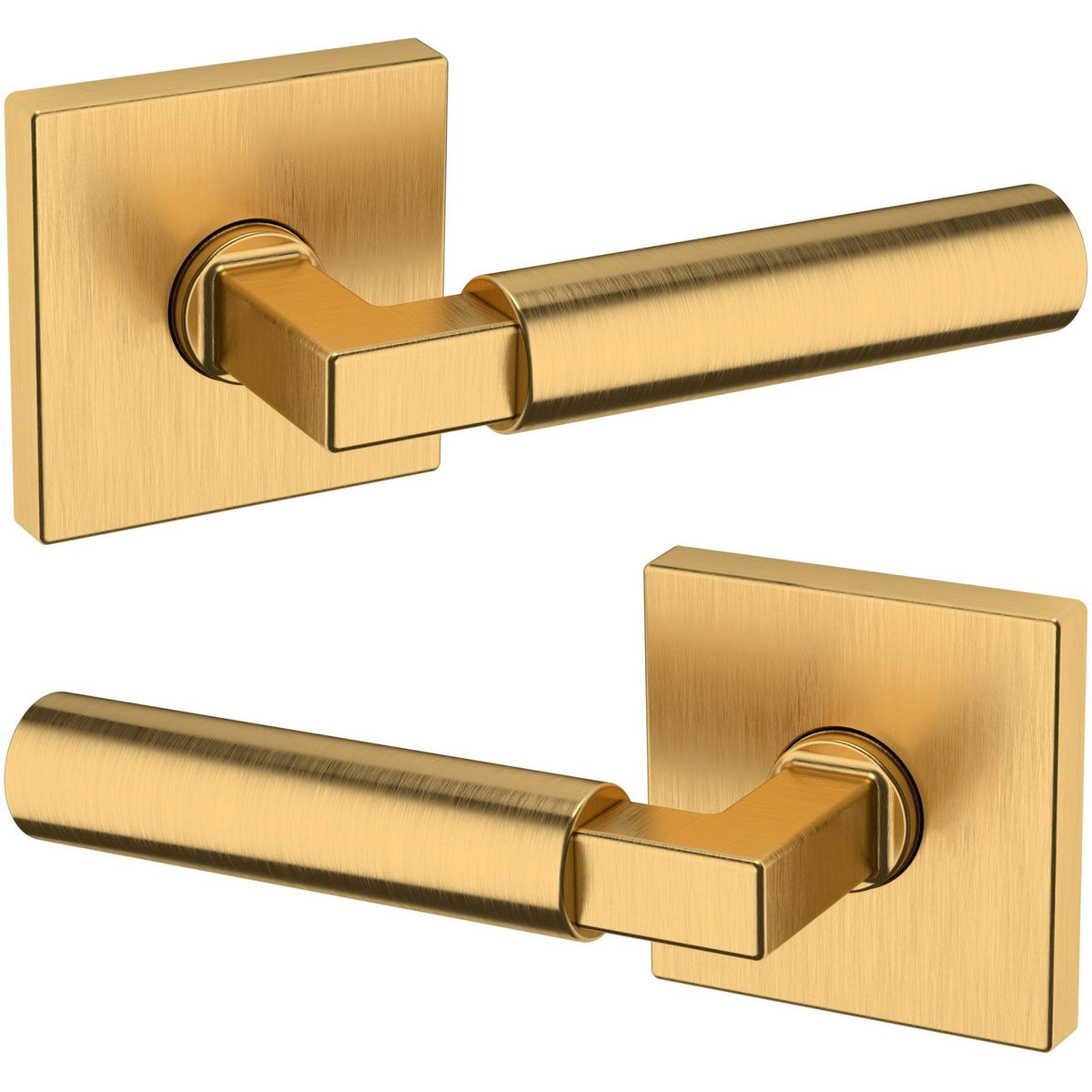 Satin Nickel Passage Door Lever Set with Square Rose H46419