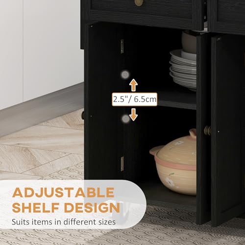 Navy Blue Kitchen Island on Wheels with Rubberwood Top Q502849