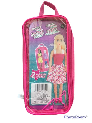 Pink 12" Fashion Doll Carrier with 3 Dolls B64947