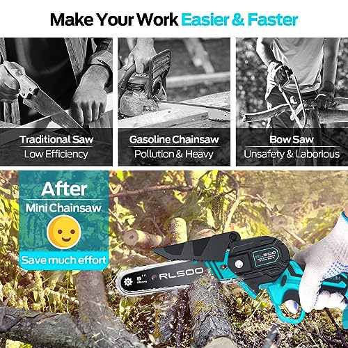 6 Inch Cordless Electric Chainsaw with 2 Batteries and 3 Chains B406215
