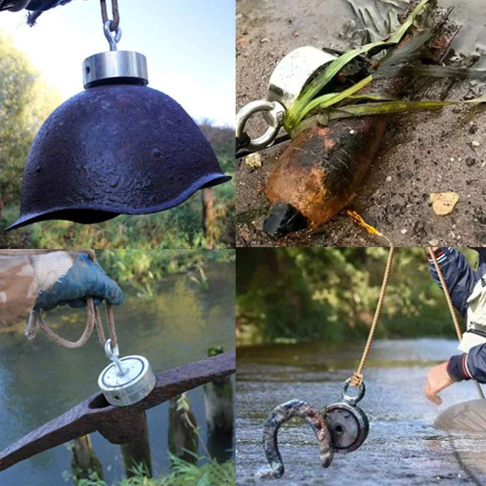 Fishing Magnet Kit 350LBS - 1300LBS Upto 1300 lbs Pull Force Strong Neodymium + Rope + Carabiner (500 LBS) T5139