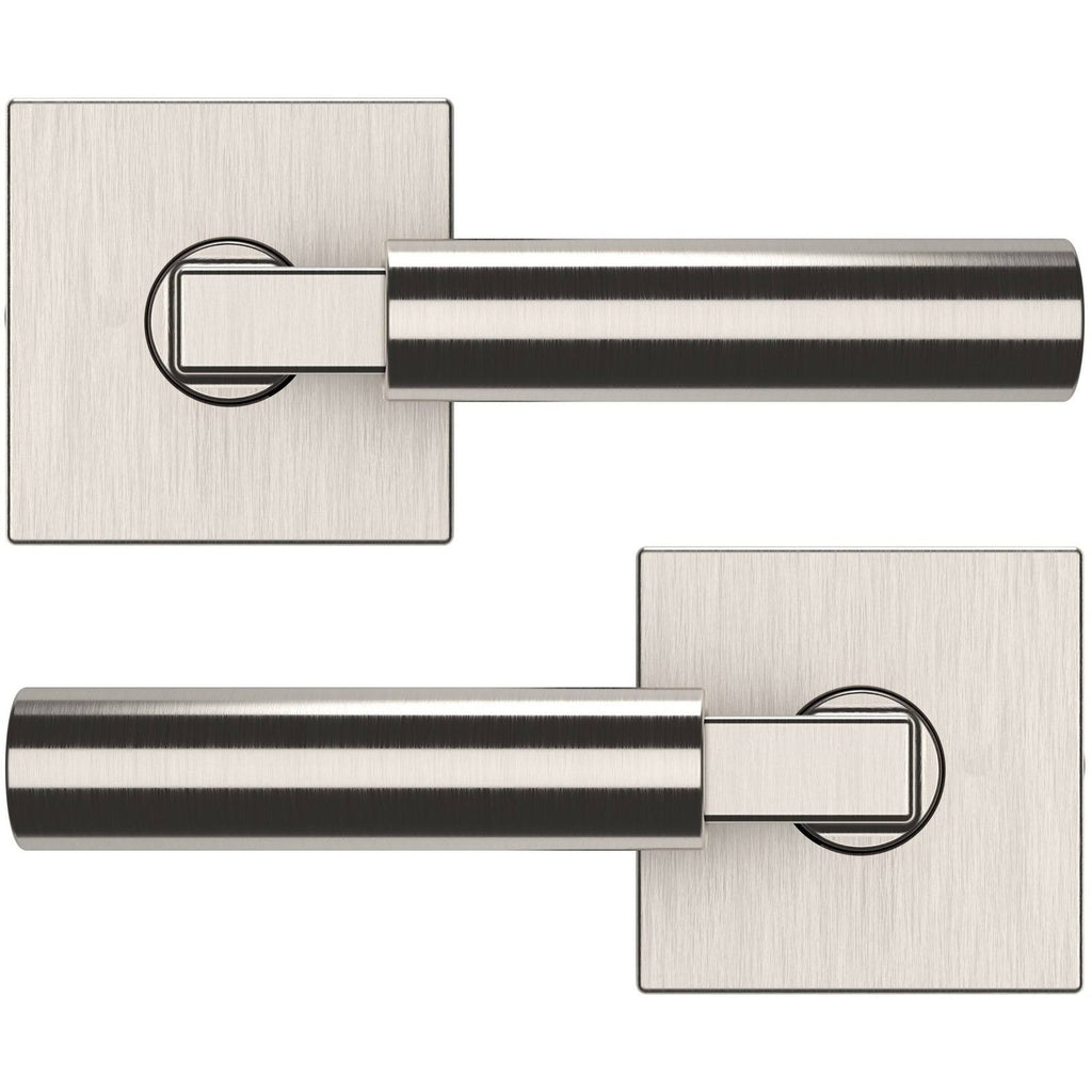 Satin Nickel Passage Door Lever Set with Square Rose H46419