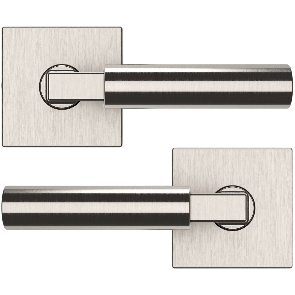 Satin Nickel Passage Door Lever Set with Square Rose H46419