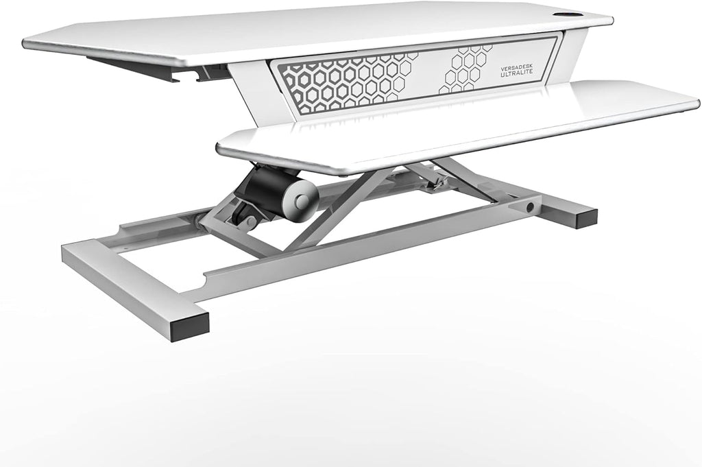 Electric Height-Adjustable Desk Riser with Keyboard and Mouse Tray, 36" x 24" White Y140994