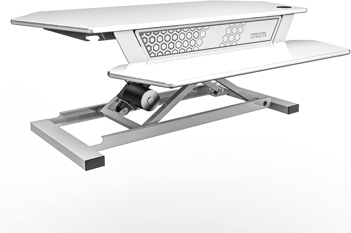 Electric Height-Adjustable Desk Riser with Keyboard and Mouse Tray, 36" x 24" White Y140994