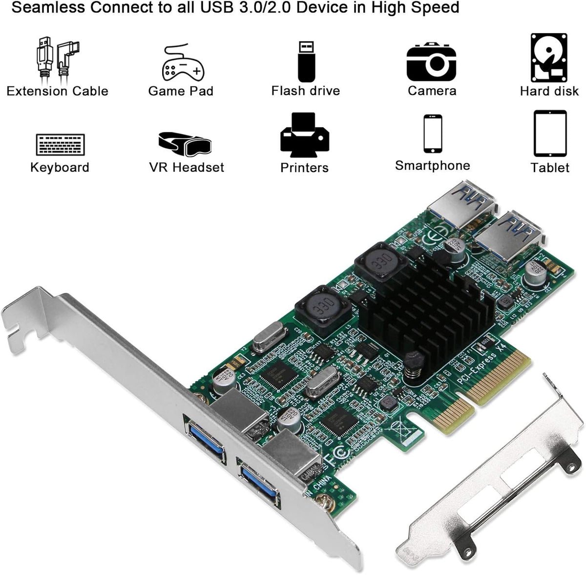 4 Port PCIe USB 3.0 Card Adapter, Pack of 2 K636098