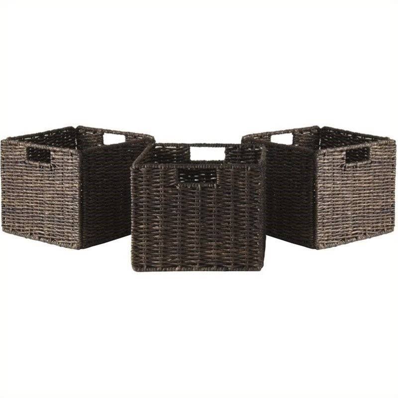 3 Piece Small Foldable Baskets in Chocolate O1028