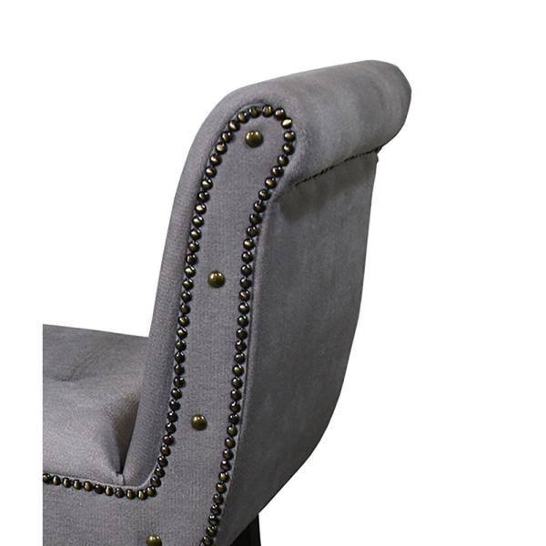 Gray Nail Head Stud Arm Roll Bench H522