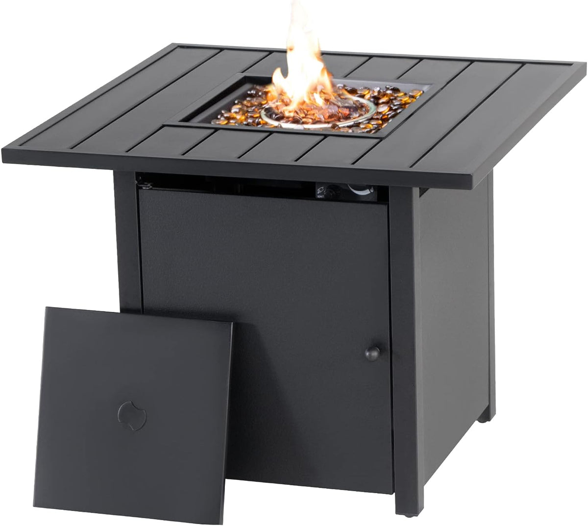28 Inch 40000BTU Gas Propane Fire Pit Table with Fire Beads T9850