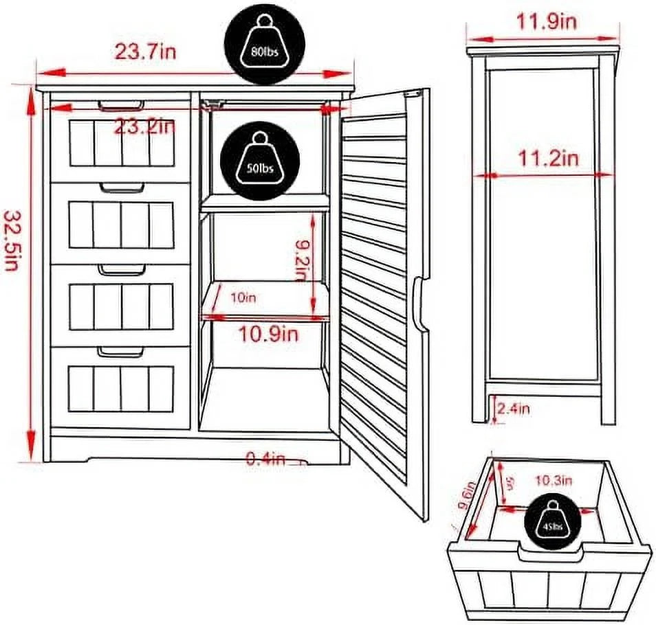4 Drawer Freestanding Bathroom Cabinet B36459
