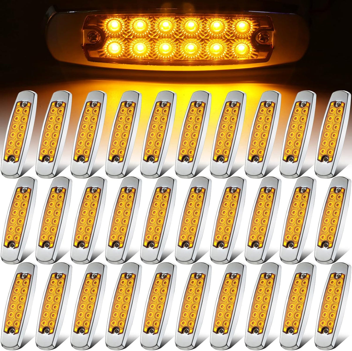 30 Pieces Amber Side Marker Lamp 3.54 Inch Waterproof J350