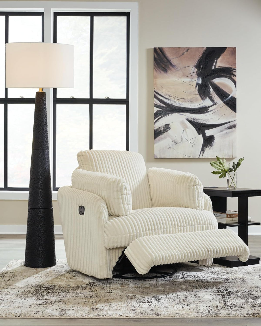 White Swivel Glider Recliner J4053