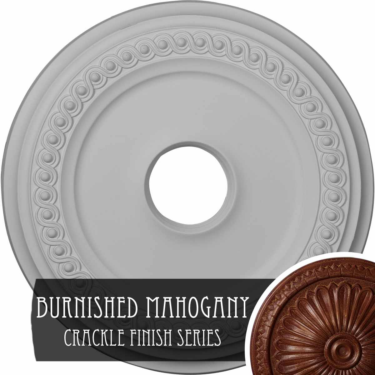 Classic Ceiling Medallion Hand-Painted Burnished Mahogany B257