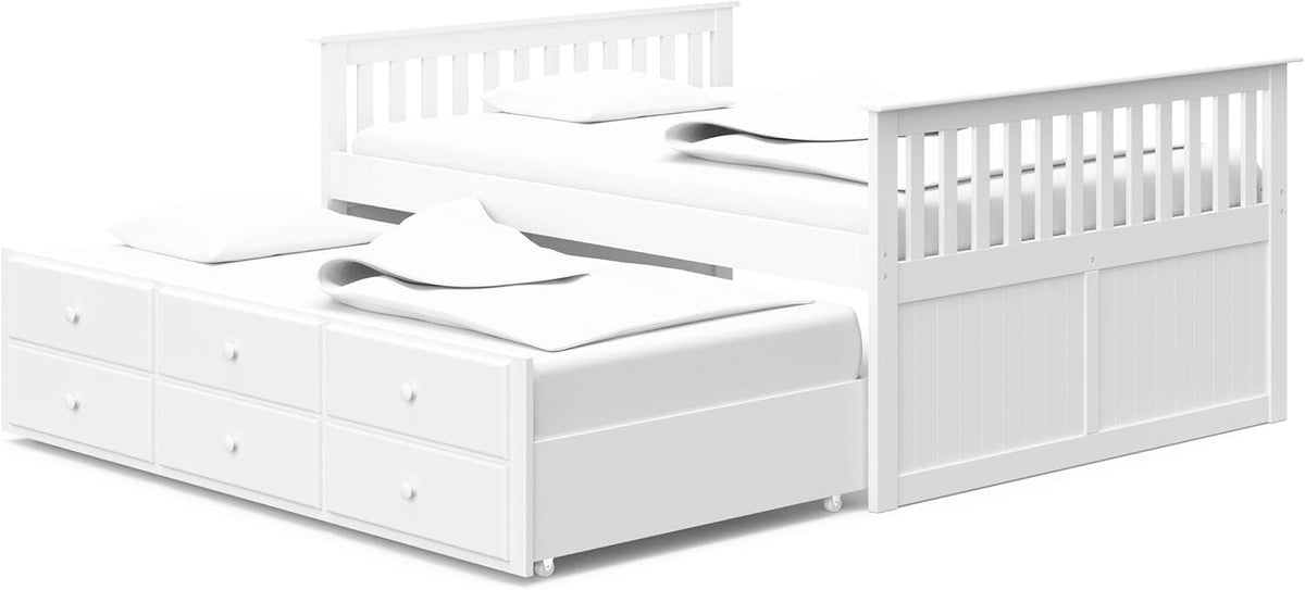 Twin Espresso Captain's Bed with Trundle and Drawers F469