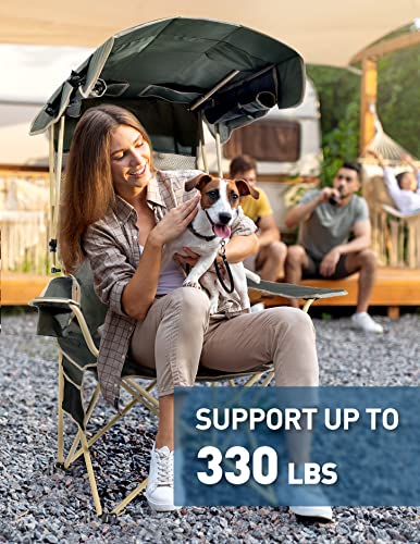 Folding Camping Chair with Canopy and Cup Holder U5776