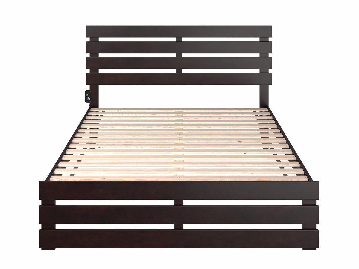 Queen Wood Platform Bed Frame with Headboard and Footboard P2530