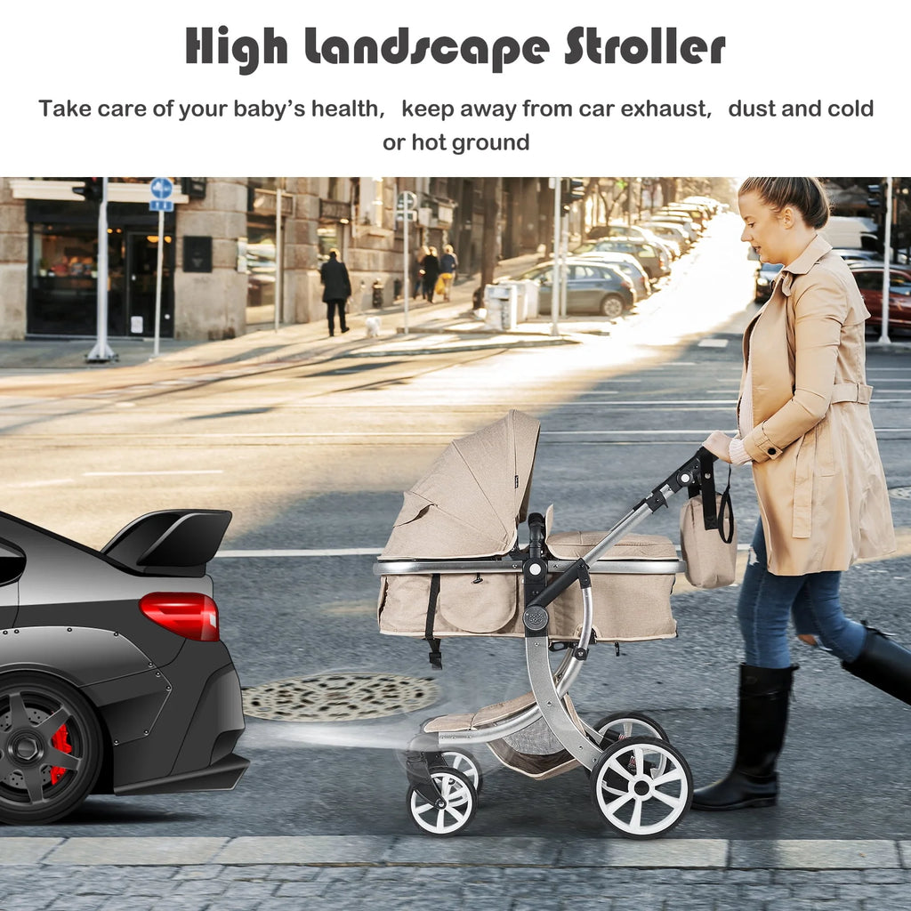 2-in-1 Baby Stroller with Reversible Seat Black M421