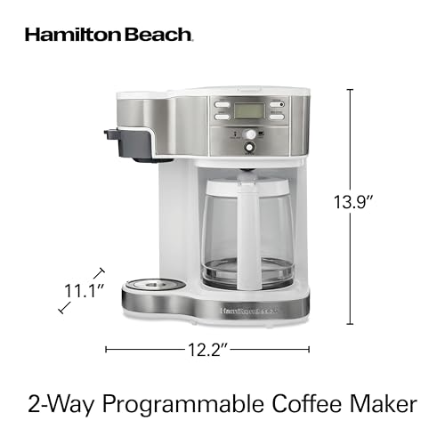 12 Cup Programmable Drip Coffee Maker & Single Serve Machine, Glass Carafe, White E6714