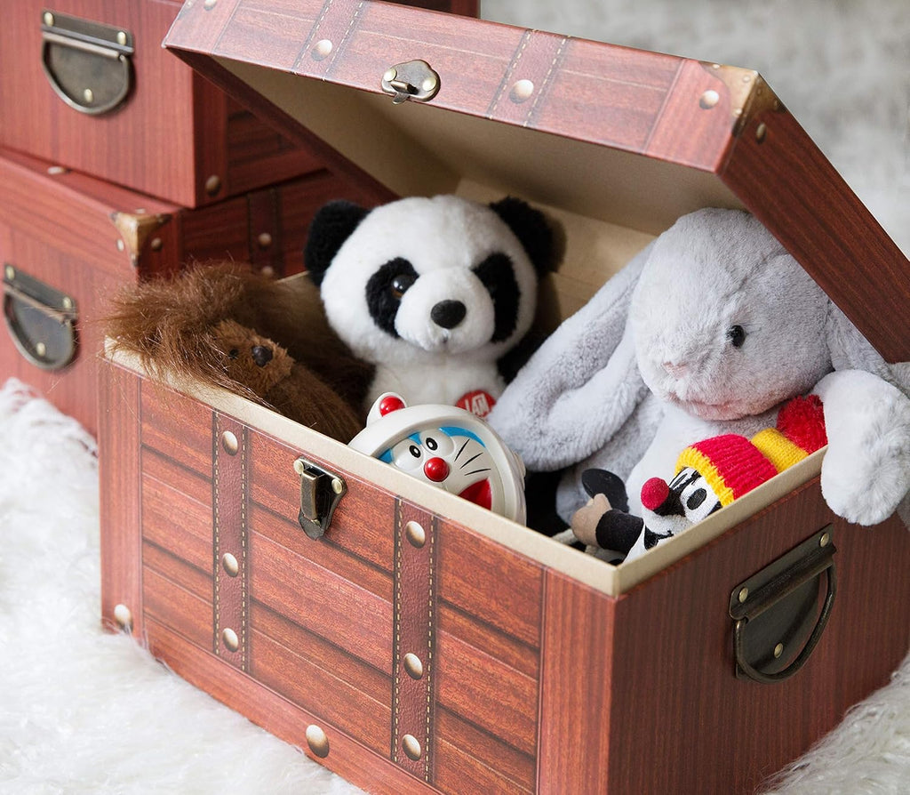 Decorative Cardboard Storage Trunk Set of 3 I5826