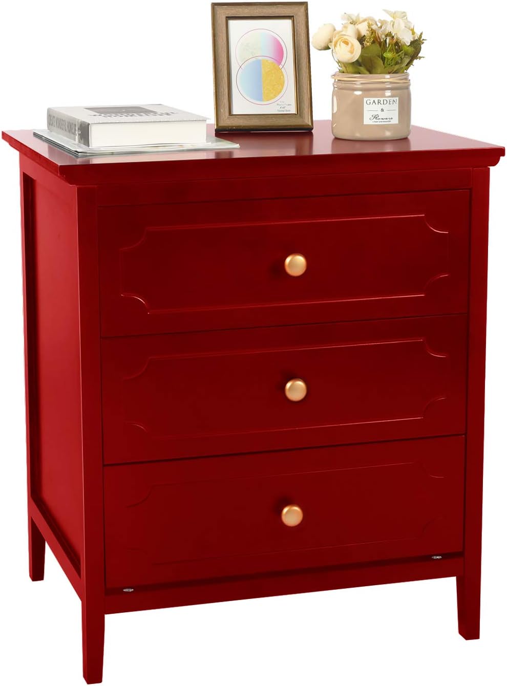 White 3 Drawer Wood Bedside Table S3654
