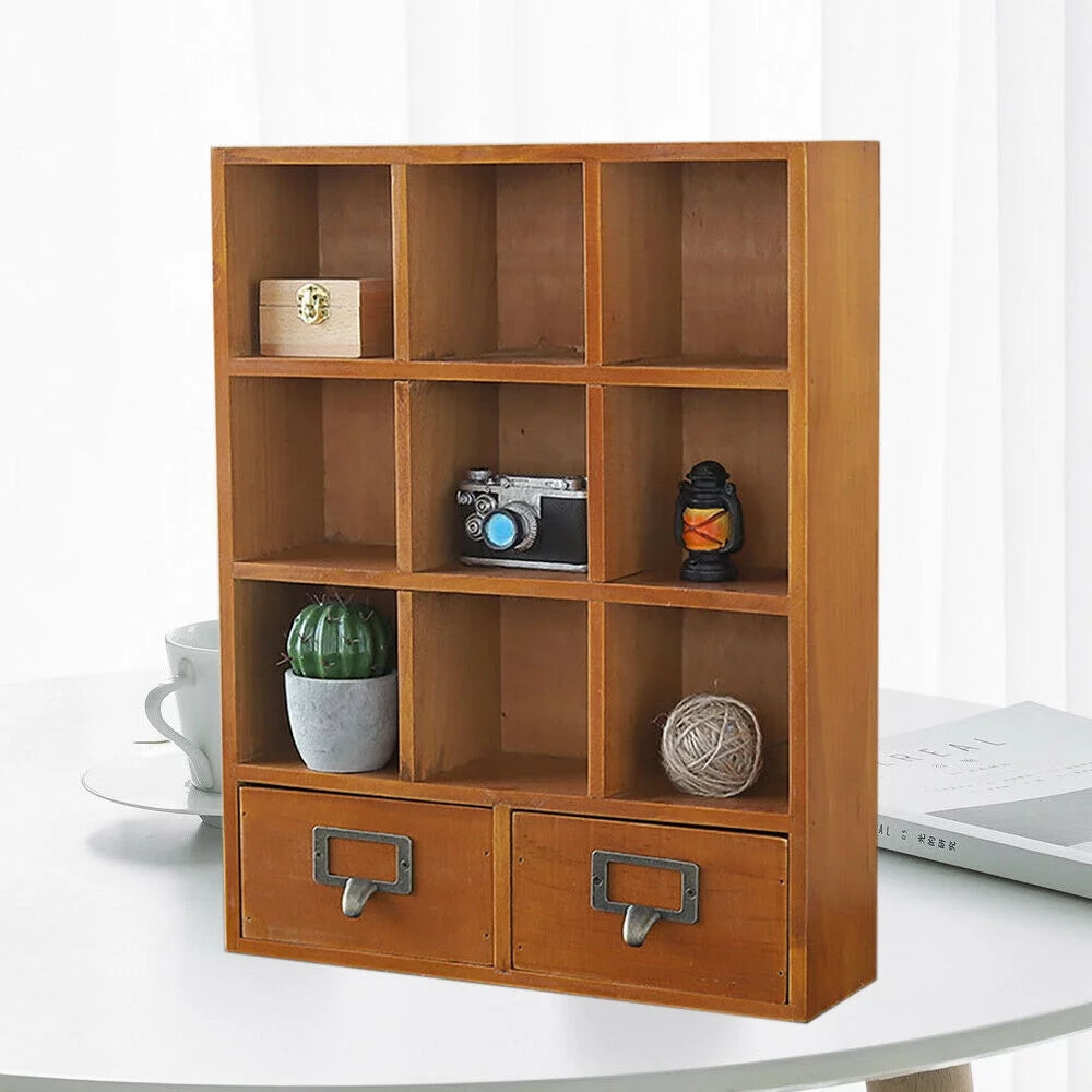 2 Drawer Wooden Storage Shelf Q504