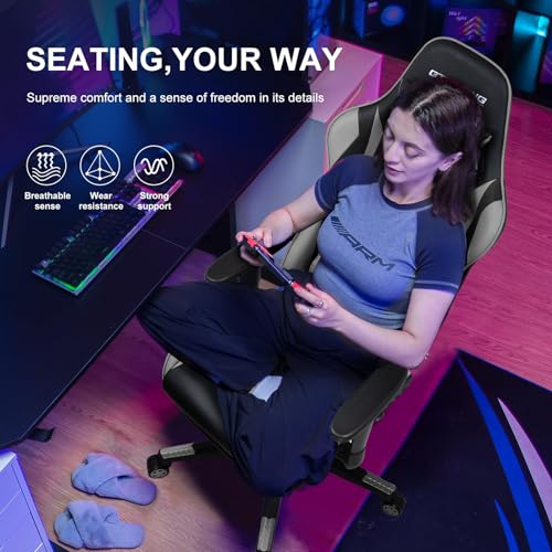 Blue Gaming Chair with Footrest R555876