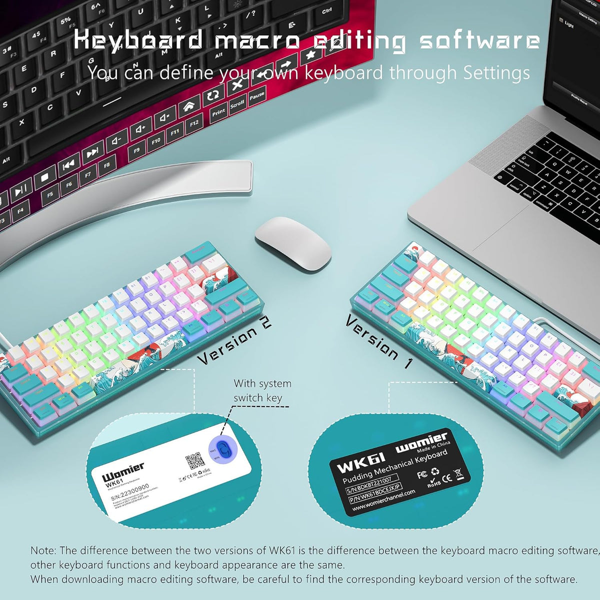 60% Wired Mechanical Gaming Keyboard with RGB and PBT Keycaps E770