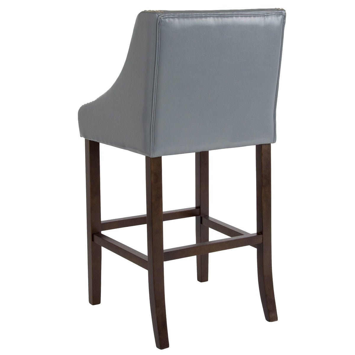 Gray and Brown Contemporary Bar Height Stool with Accent Nail Trim Y95194