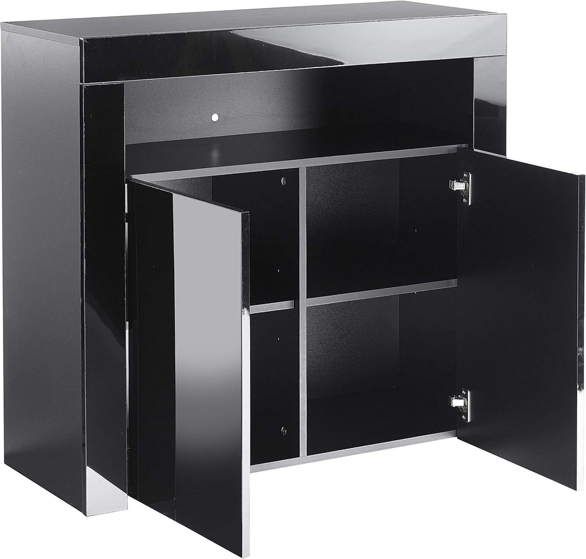 Black Gloss Matt Kitchen Sideboard Cabinet with LED Lights and Internal Shelves D4423