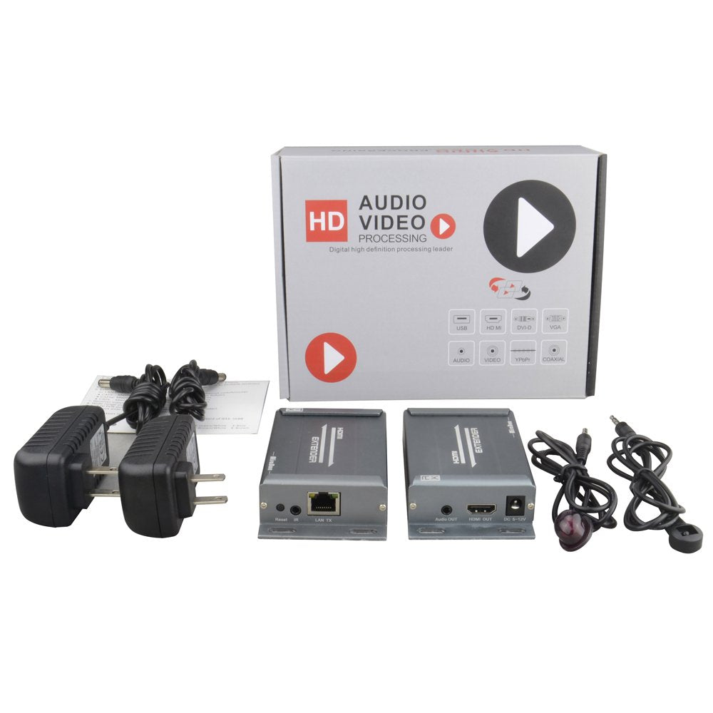 HDMI USB KVM Extender, 80m 1080P@60Hz Over Rj45 Cat5e Cat6, USB2.0 * 2, Transmitter and Receiver X32849